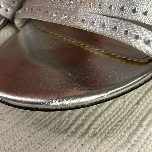 The Touch of Nina Strappy Heels, Size 7, Silver with Rhinestones - Picture 11 of 12